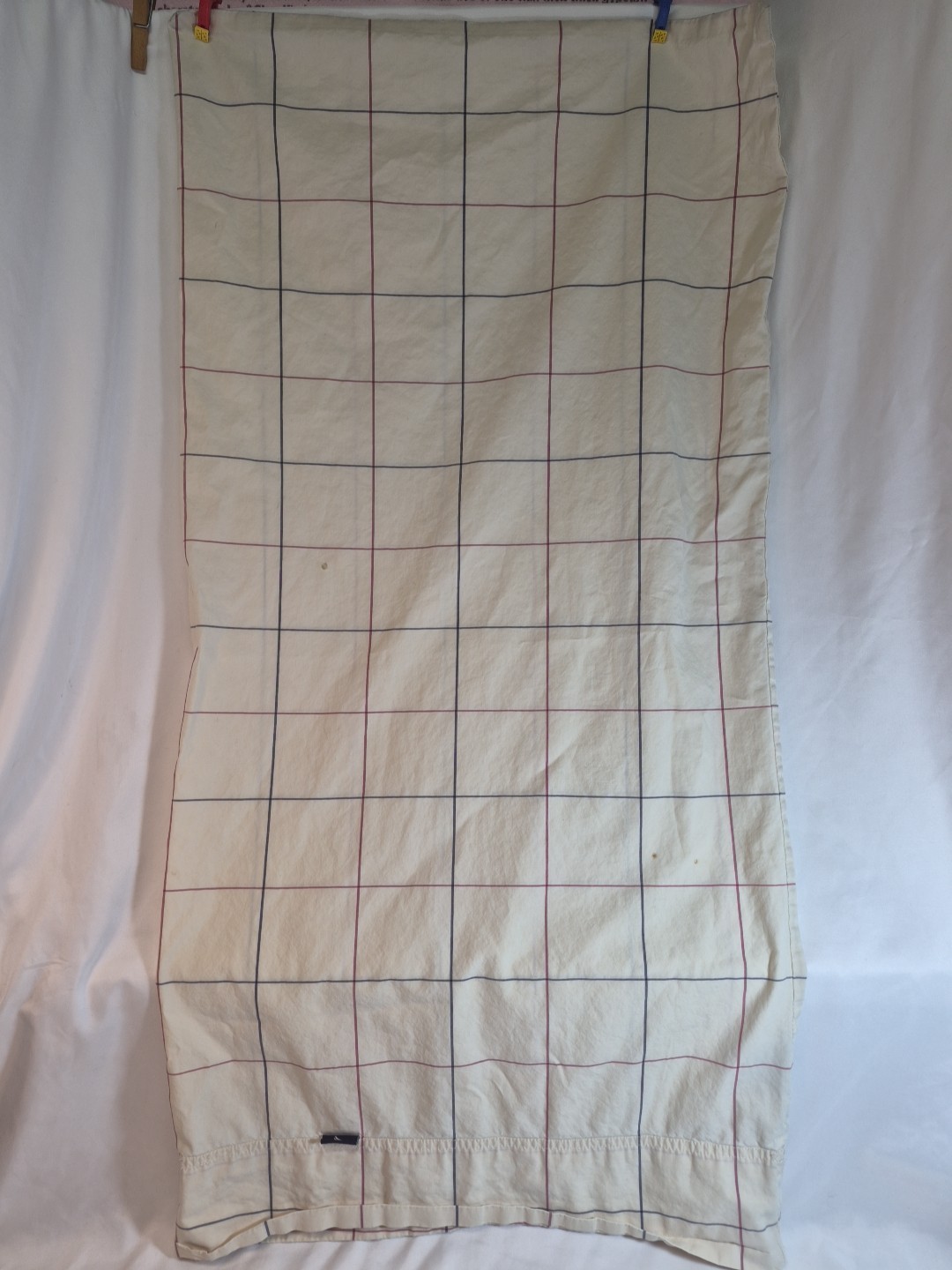 2- VTG Nautica Pillowcases 100% Cotton King & Queen #67468 Cream Grid Navy Check
