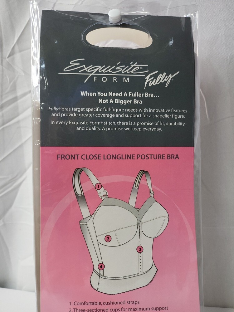 44D Exquisite Form Fully Front Closure Longline Posture Bra White Adjustable