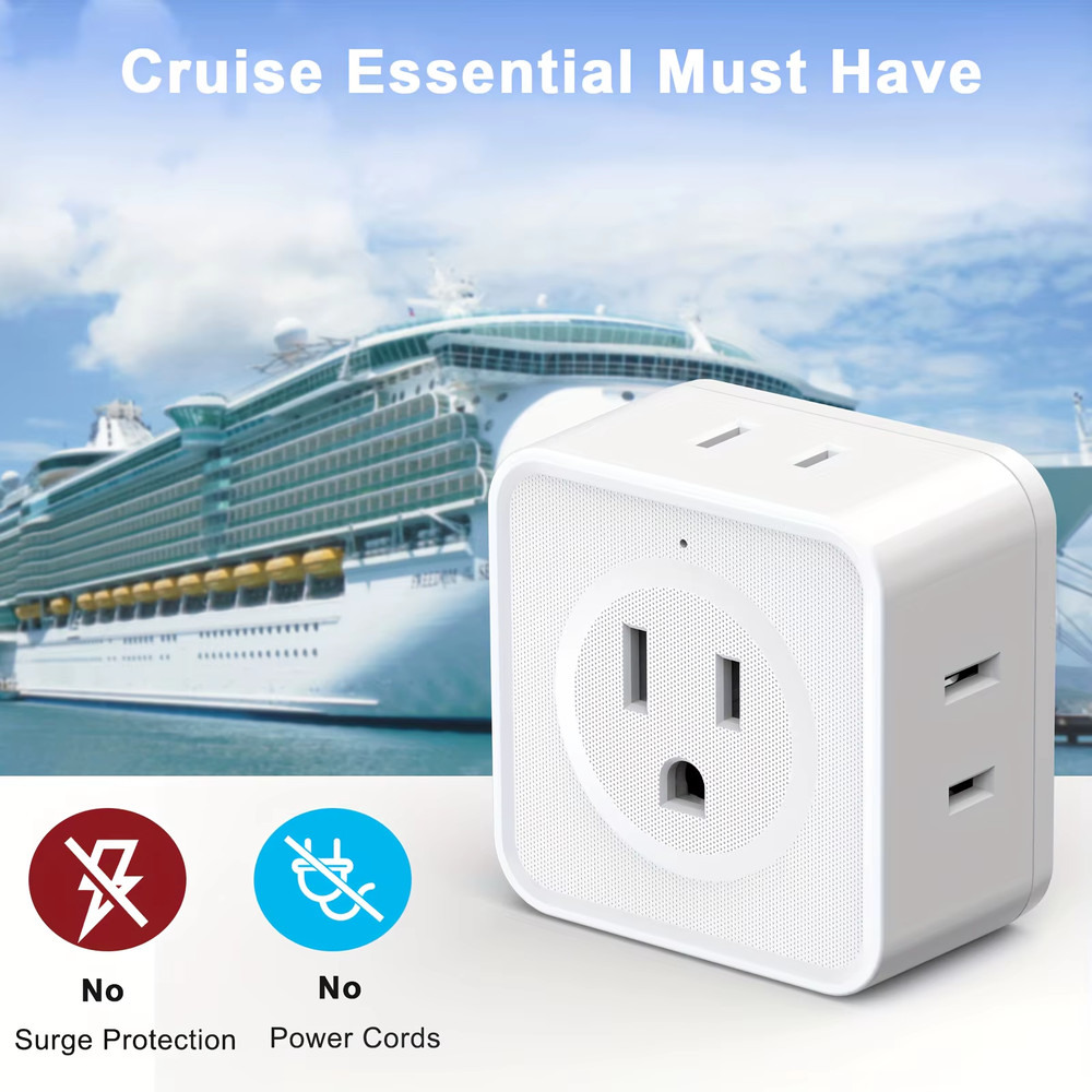 5 Way Multi Plug Outlet Extender, Wall Outlet Expander, Small Electrical Outlet