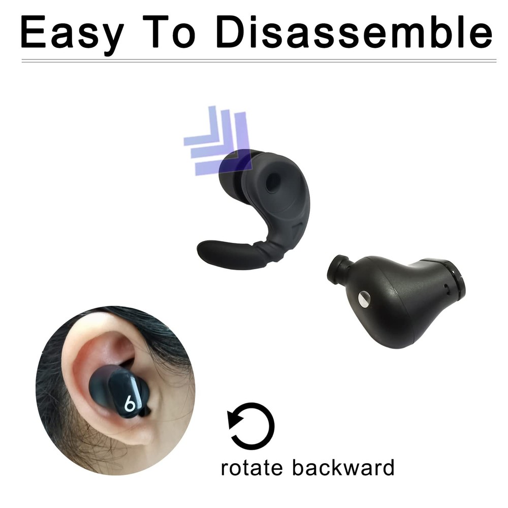 Luckvan Silicone Ear Hooks for Beats Studio Buds Tips M, Black-Earhook