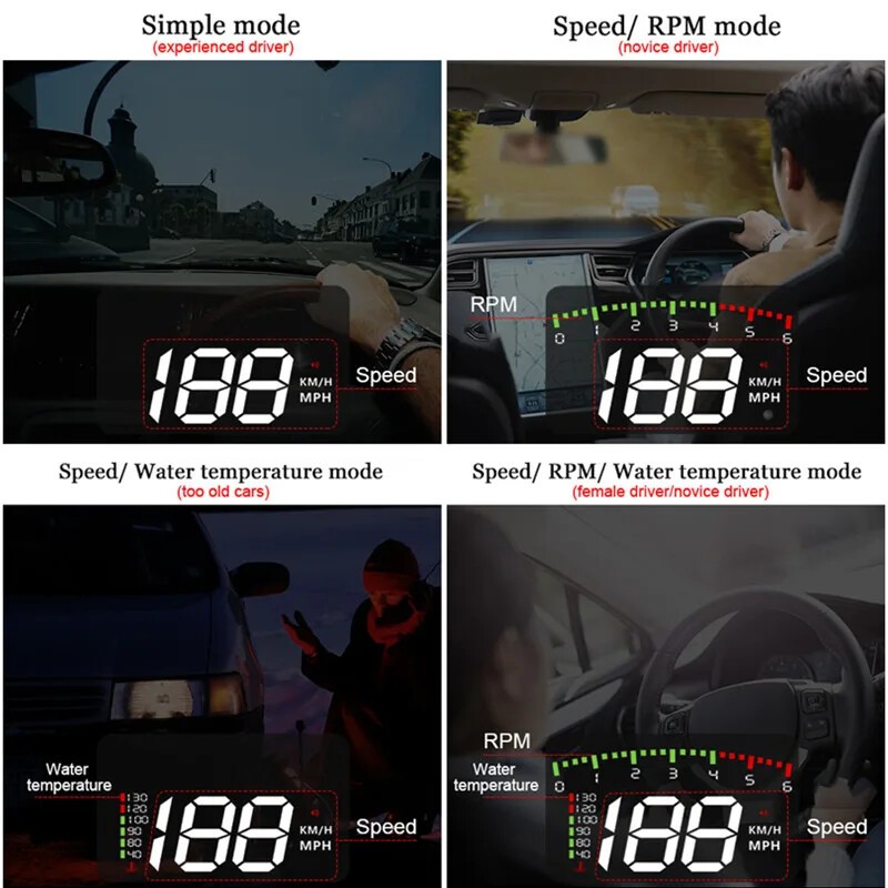 HUD Display Head-Up Display Car-Styling Overspeed Warning Windshield Projector