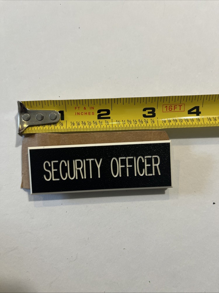 Vintage Security Officer Black & White Plastic Pin