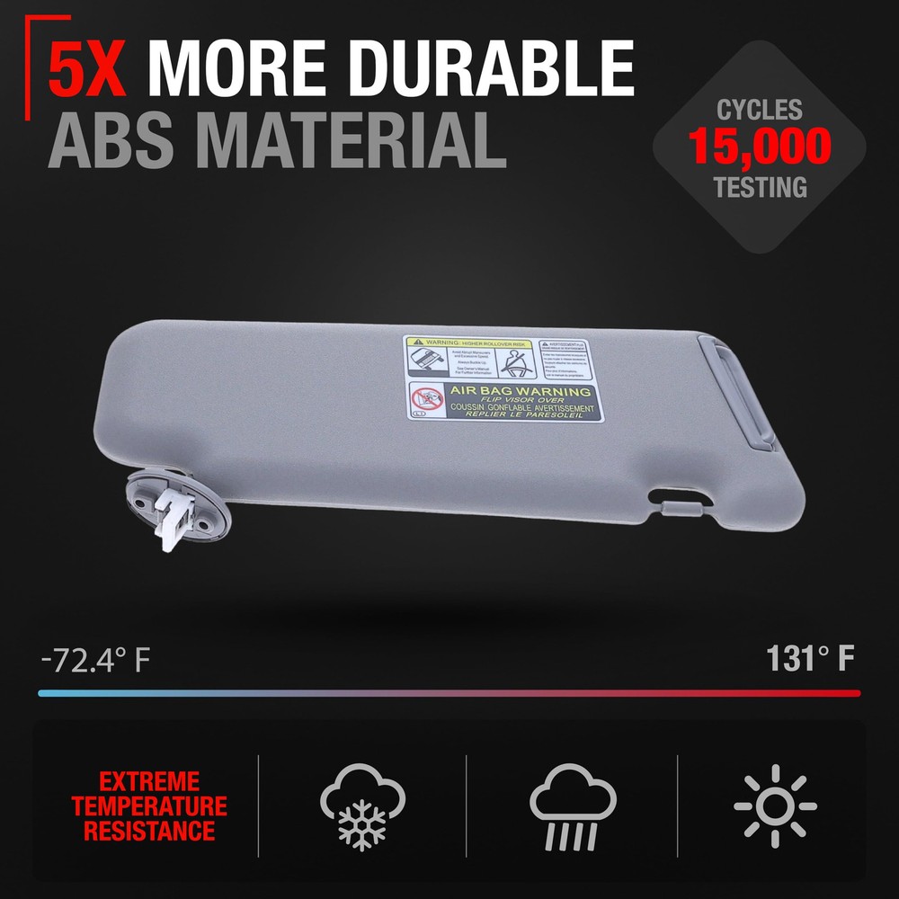 Sun Visor, Driver Side for Toyota Highlander - Gray