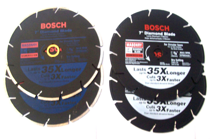 2 BOSCH 7" DIAMOND SAW BLADES DRY SEGMENTED WORM DRIVE