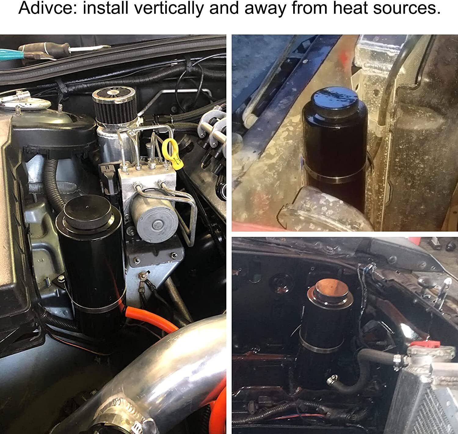 Universal Radiator Coolant Catch Tank Overflow Reservoir 800ml Black Aluminum