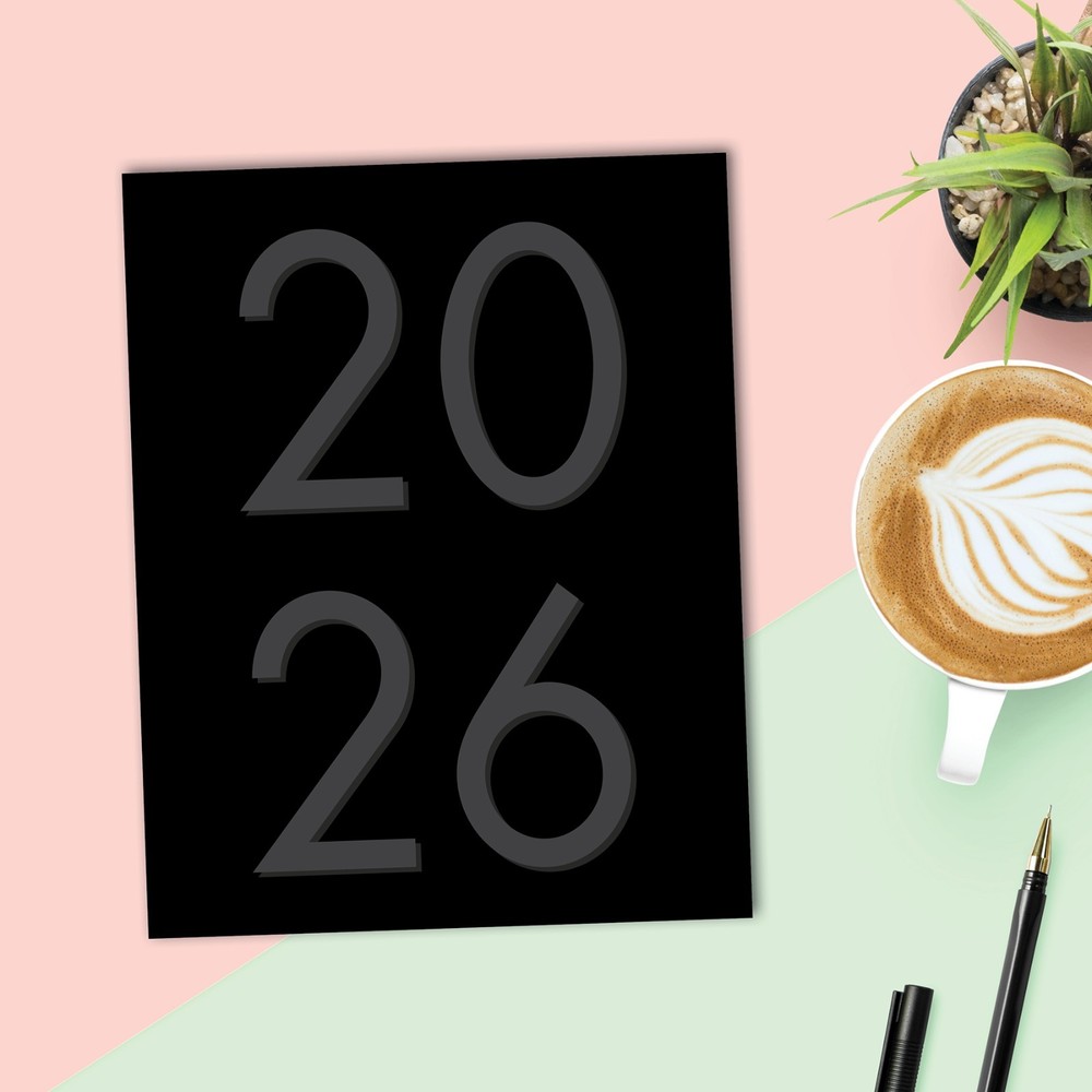 Basic Black 2026 7.5" x 9.5" Booklet Monthly Planner