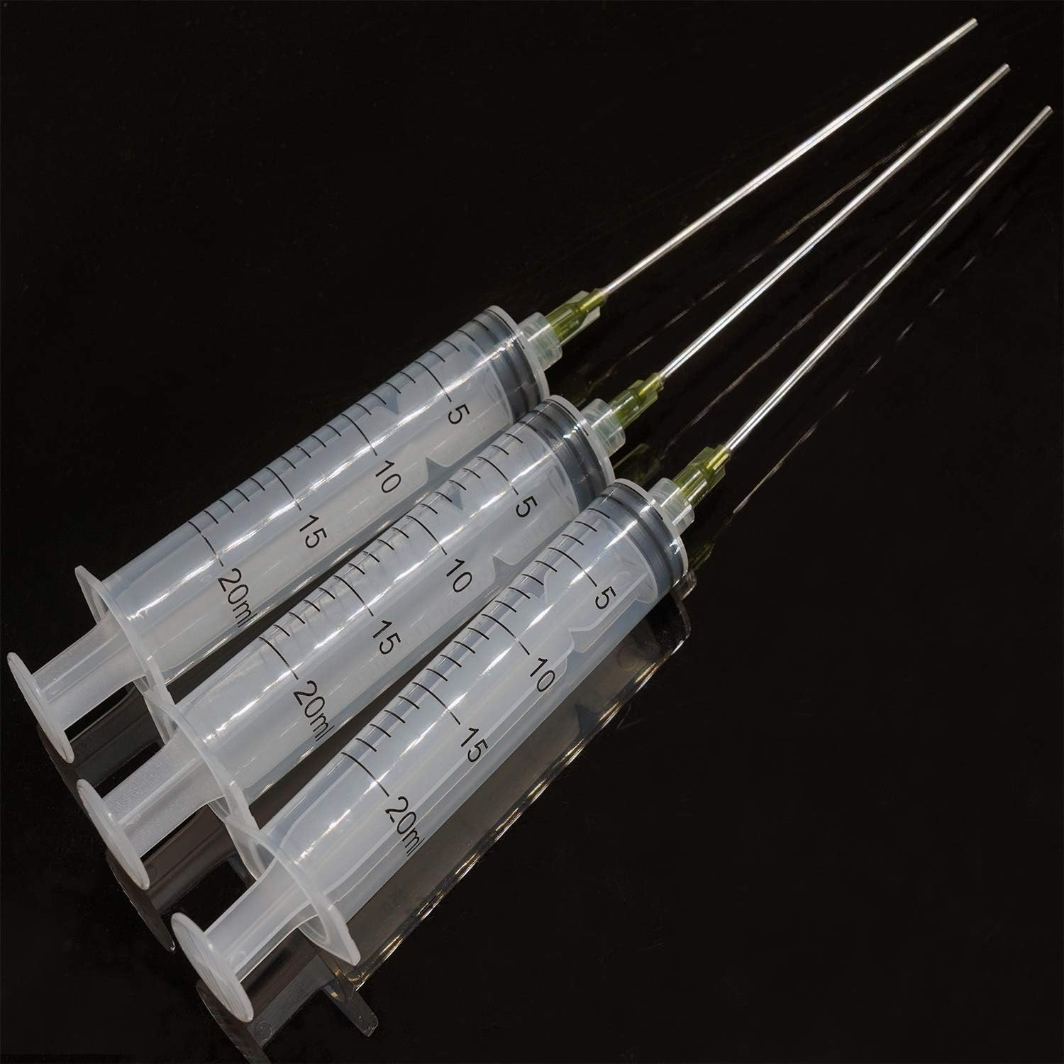 3 Pack 20ml Industrial Plastic Syringes with Blunt Luer Lock Needle 4 Inch...