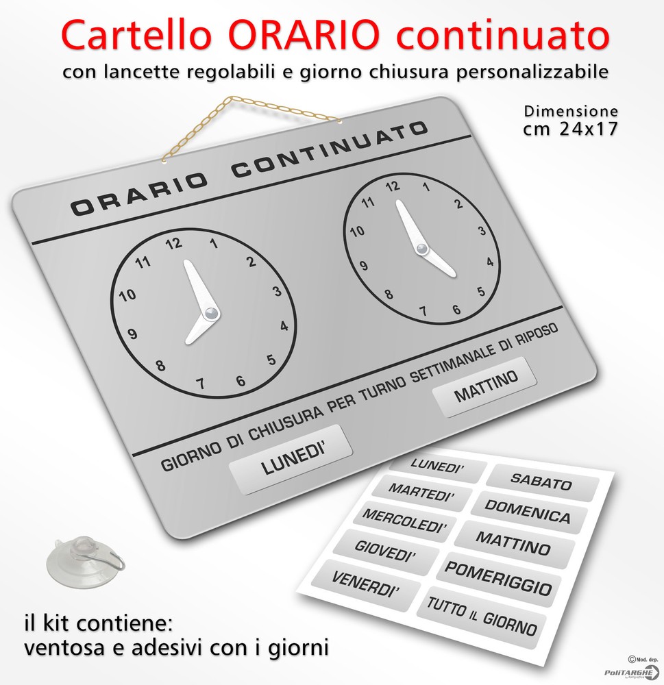 Continuous Adjustable TIME Sign Shop Opening SILVER