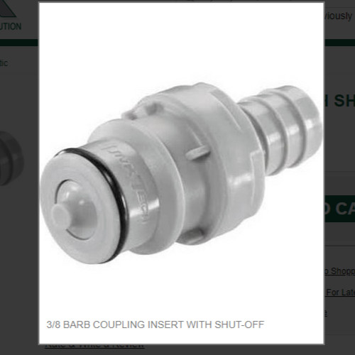 3/8 BARB COUPLING INSERT WITH SHUT-OFF # HFCD22612
