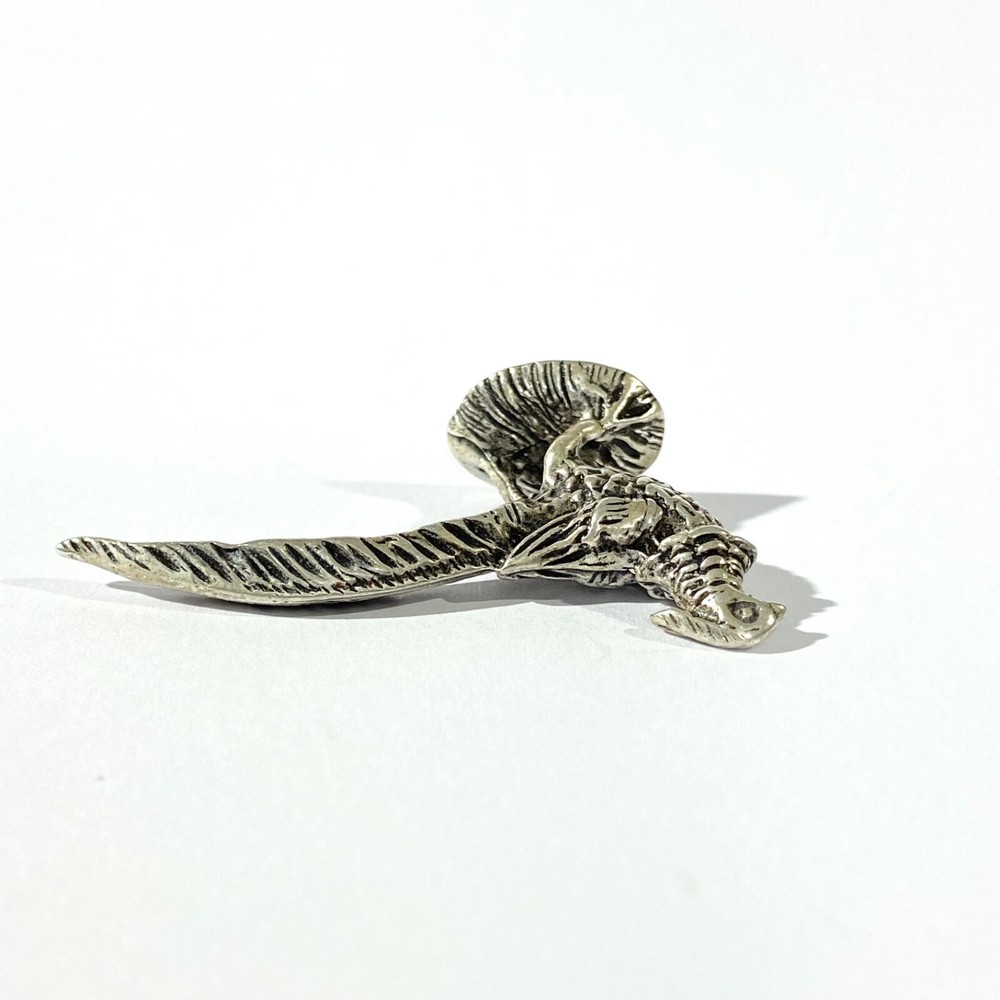 vintage solid silver pheasant miniature , hallmarked italian figurine