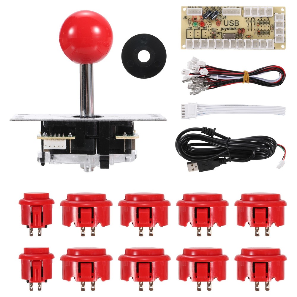 PC Joystick DIY 5-Pin ABS Kit for PC Classic Arcade Red