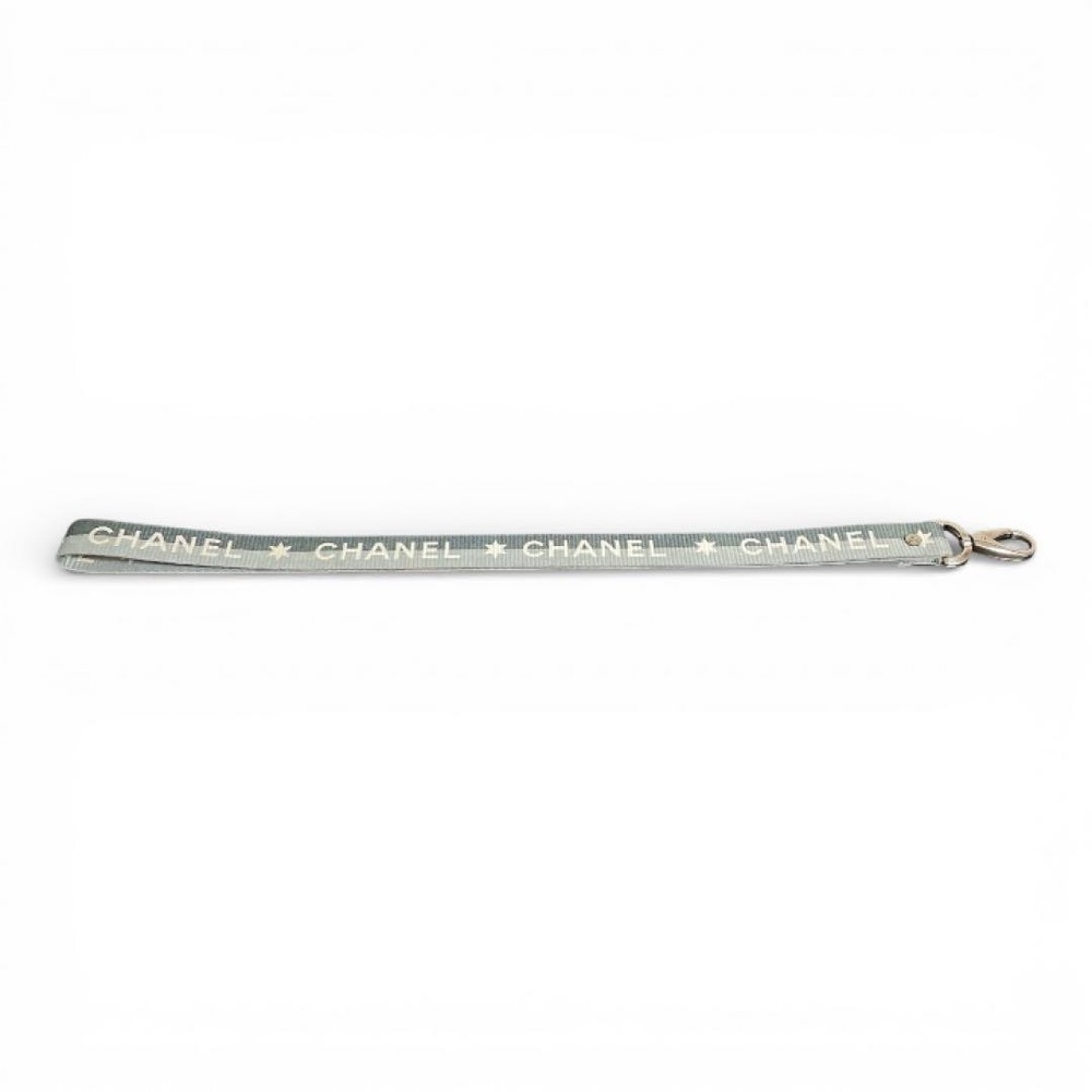 CHANEL Logo Star Pattern Neck Strap Gray