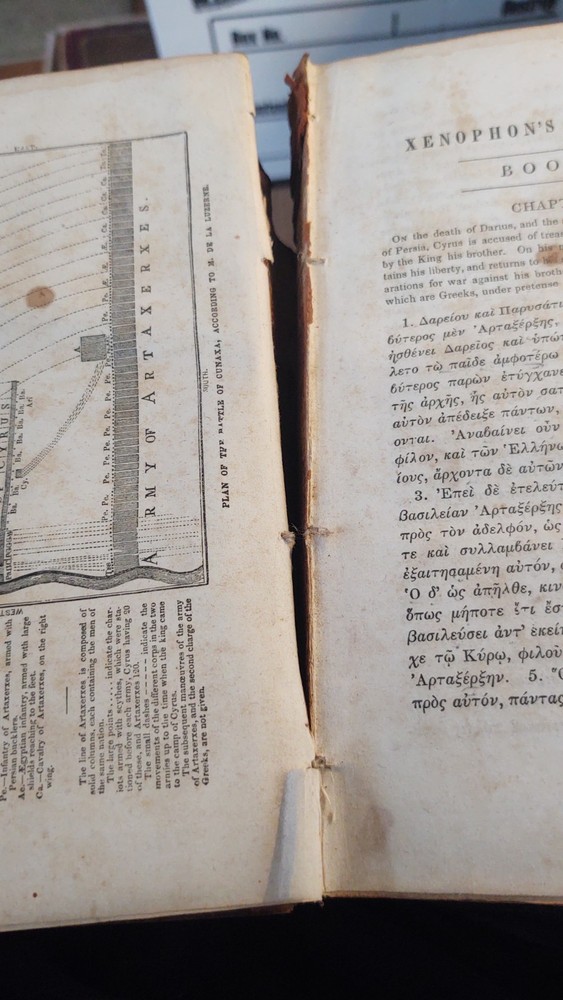 Anabasis of Xenophon ,English notes ,explanatory map 1851 , 632 pps Leather