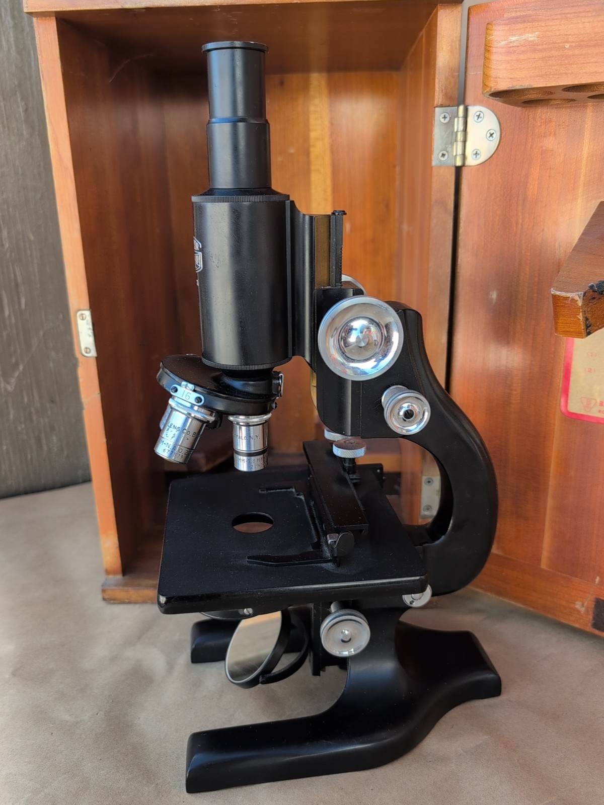 Vintage Spencer Microscope With Wooden Case No Key Buffalo USA