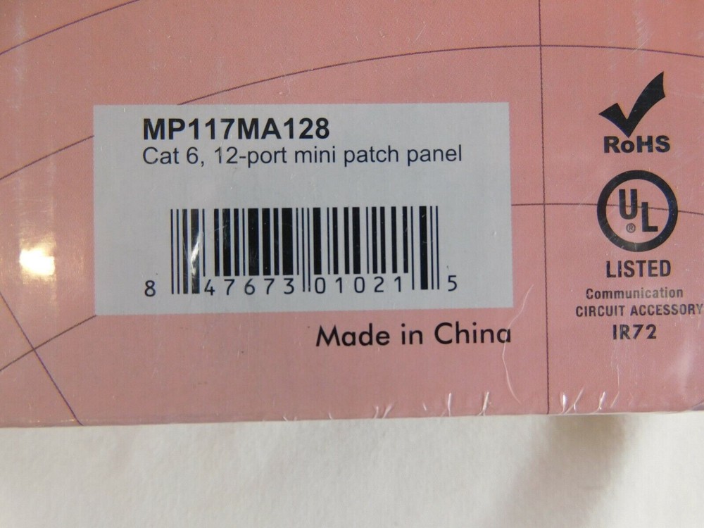 Category 6 Mini Patch Panel 12 Port, RJ45-110, Wall Mount MP117MA128
