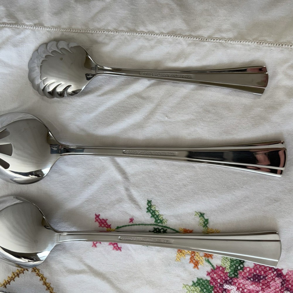 Reed & Barton BOULEVARD Stainless 5pc Hostess Serving Set - Ridges Glossy