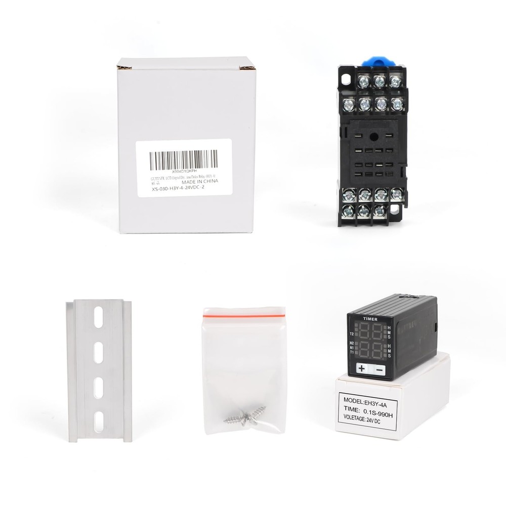 LCD Digital Display Time Delay Relay, Dual Time with Plug-in Terminal Socket,...