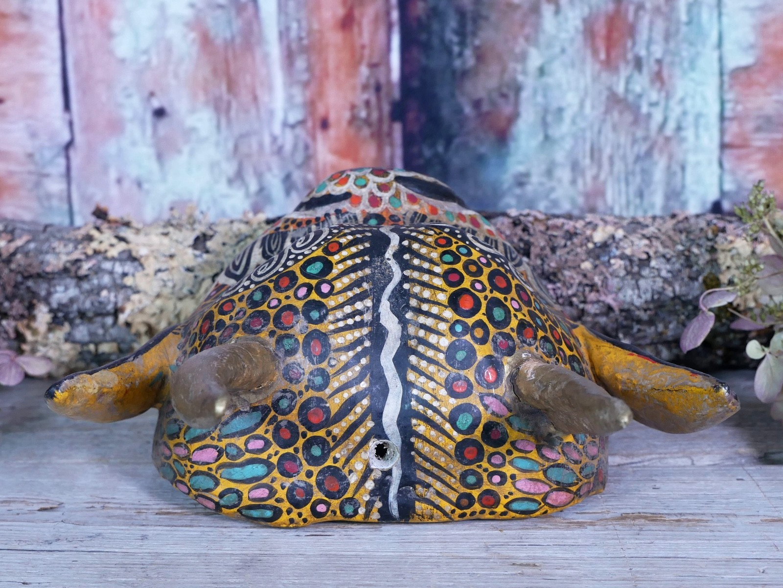 Devil Demon Wood Mask Real Goat Horns Handmade Guerrero Nahua Mexican Folk Art