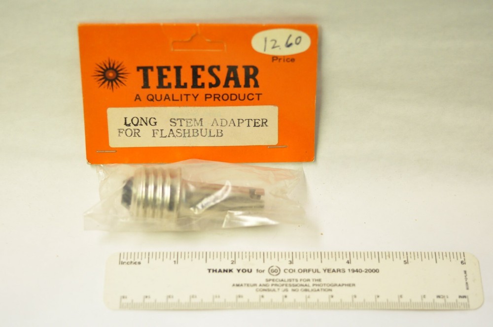 Telesar 2 1/2" long stem flashbulb adapter. New old stock.