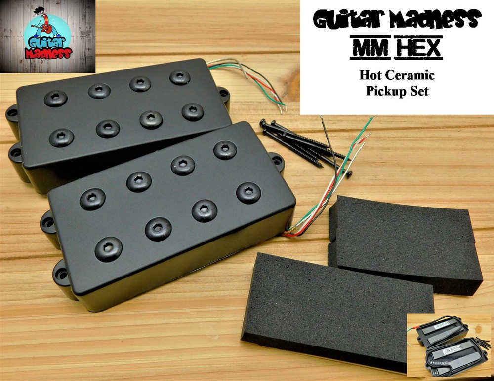 G.M. MM Hex Pole Hot Ceramic Pickup Set Black