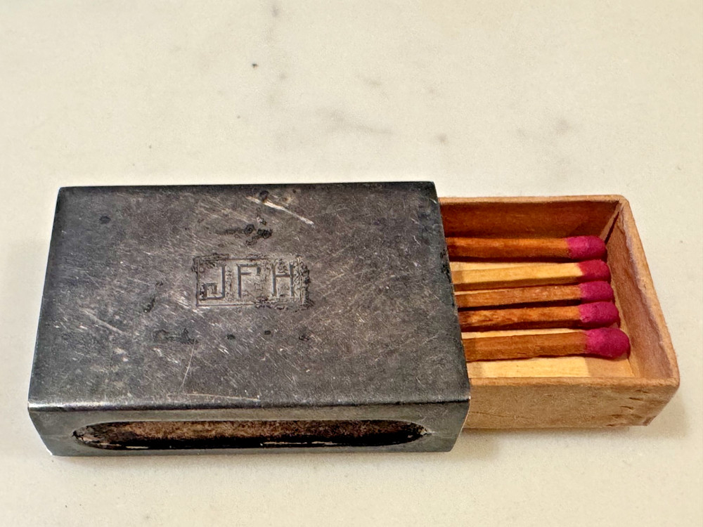 Sterling Silver Matchbox Case Rectangular Antique .925 Monogram JFH Grogan Co.