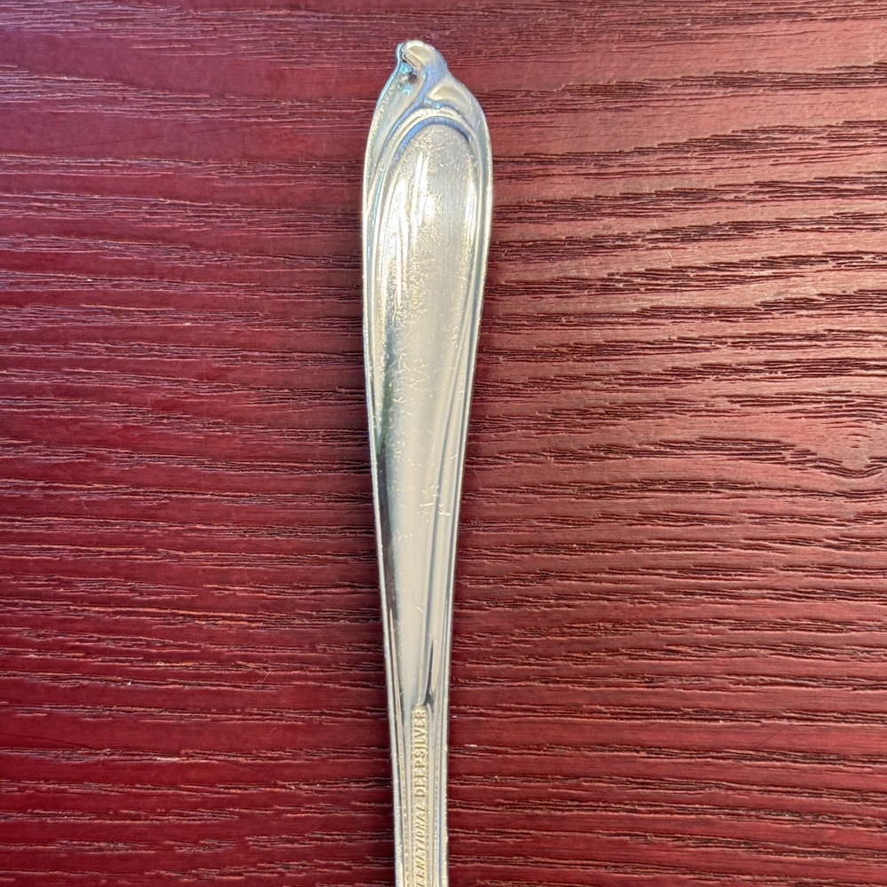 International Deep Silver HAPPY ANNIVERSARY Casserole Solid Serving Spoon C1960