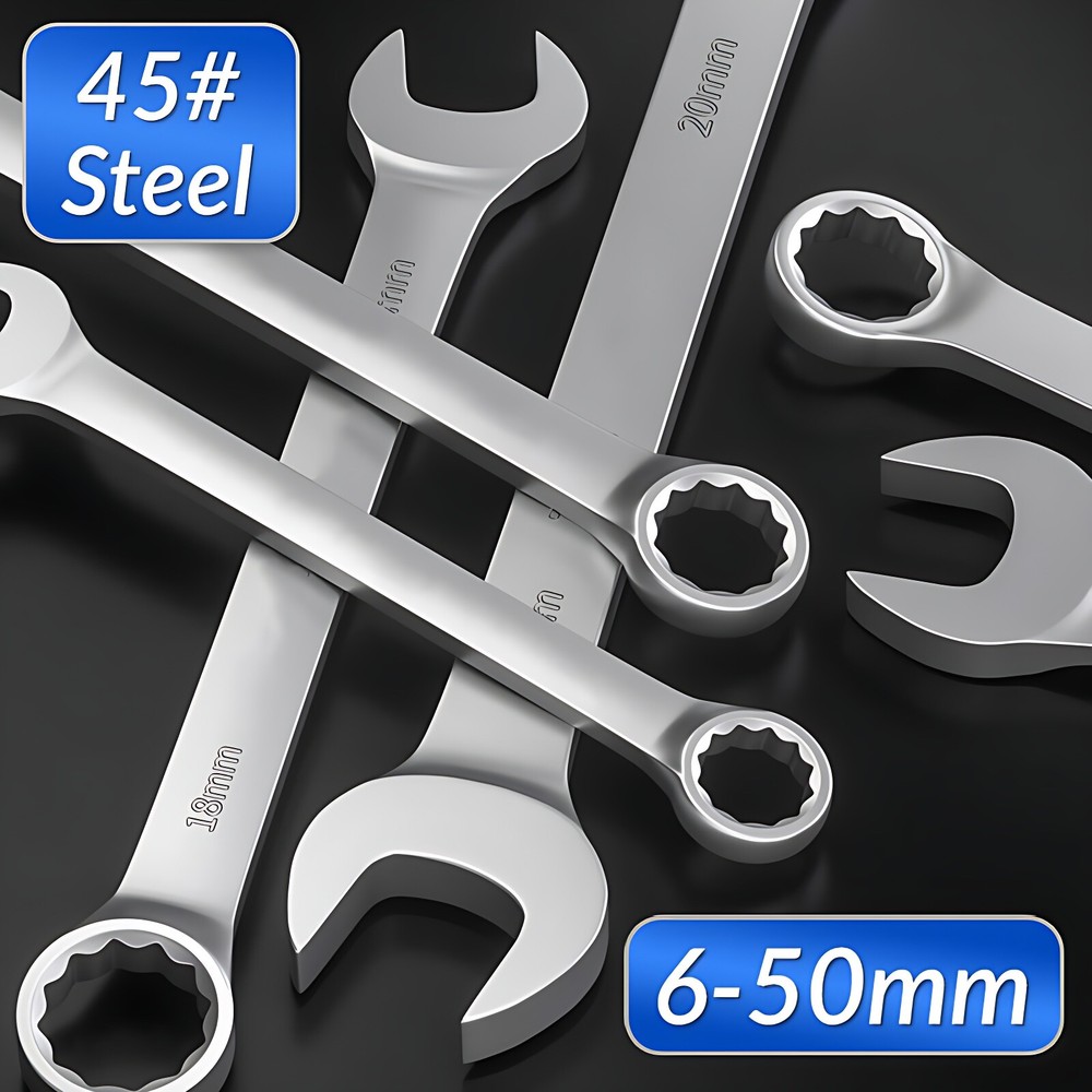 Combination Spanners Metric Chrome Vanadium Spanner CrV Ring & Open 6 - 50mm