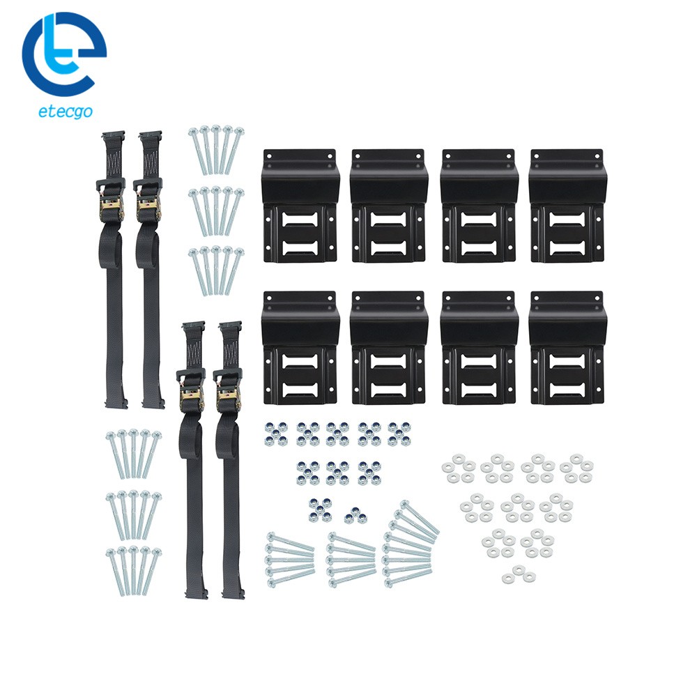 Black Wheel Chock and Ratchet Strap Bundle 2 Sets 9ft With Storage Bag For Van