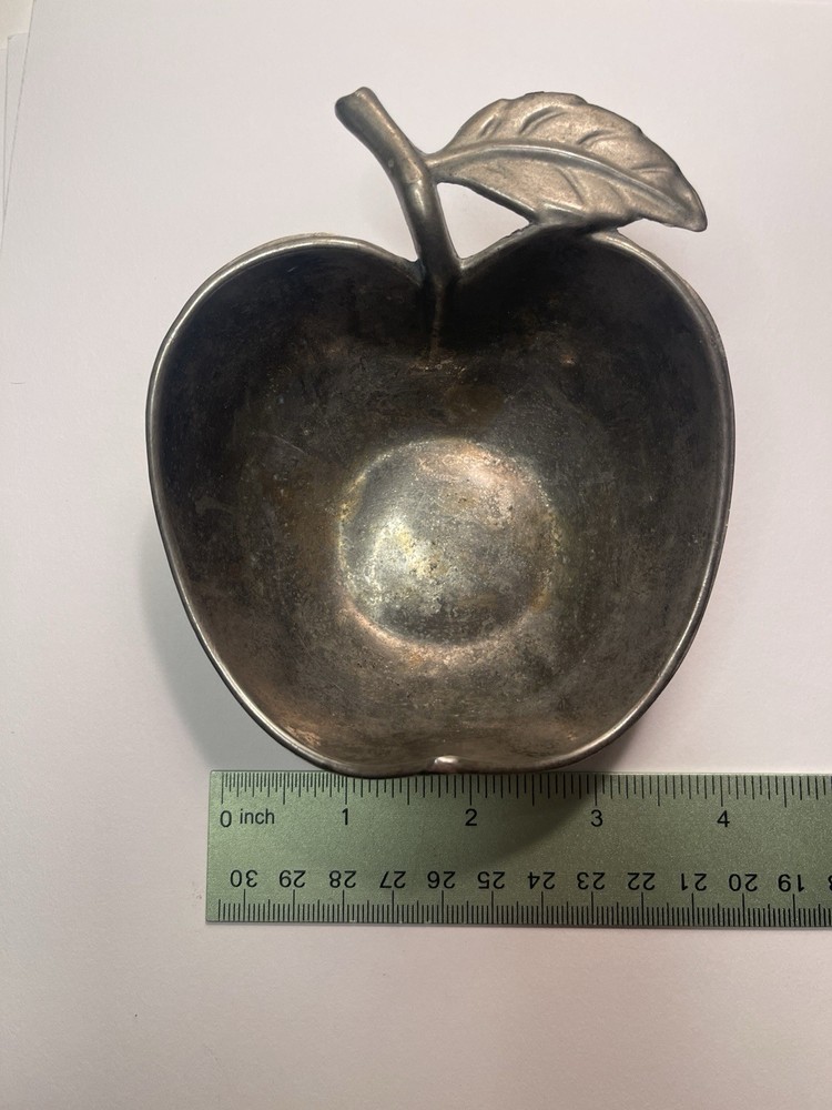 Vintage Ashtray Silver Plated Brass Apple Trinket Dish Bowl