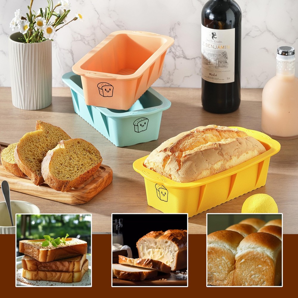 3PCS Silicone Bread Loaf Pan: Non-Stick Easy Release Dishwasher Safe