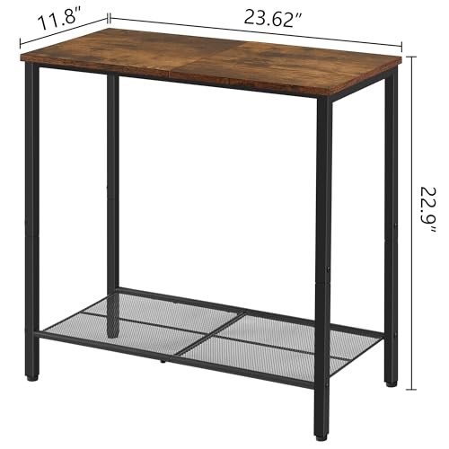 2 Tier End Table, Sofa Side Table, Narrow Side Table with 1 Pack Brown