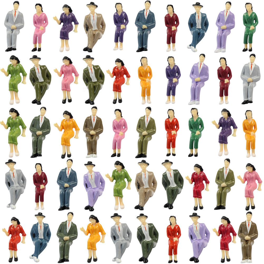 50pcs Model Train G scale Sitting Figures 1:25 Painted Seated People 4 Poses