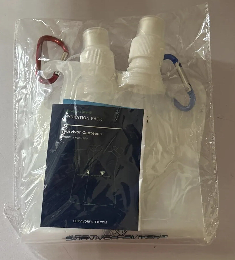 Survival Canteens, Collapsible Folding Water Bottle, 33oz 2 Pack, 2 Liters Total