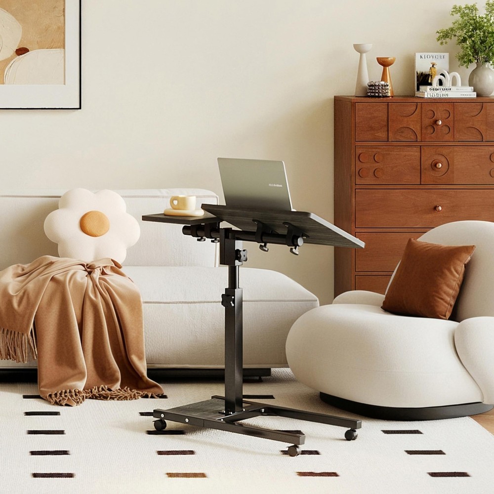 Overbed Table with Wheels Adjustable Height, Mobile Standing Stand Up Rolling...