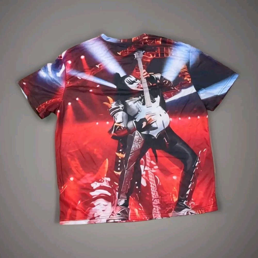 Gene Simmons KISS Graphic All Over T-Shirt Men's XXL Paul Stanley RED New