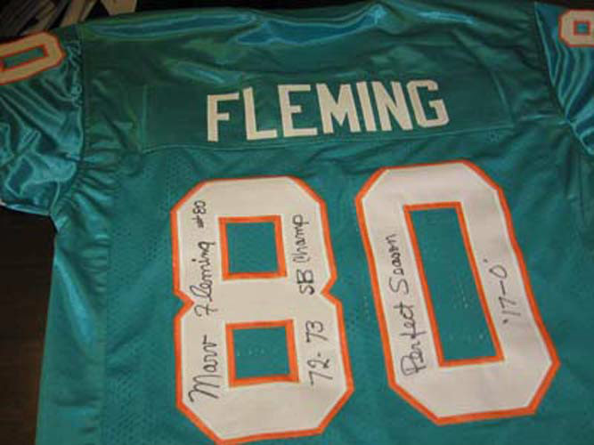 Dolphins Marv Fleming Signed Jersey W/COA  with 3 inscriptions
