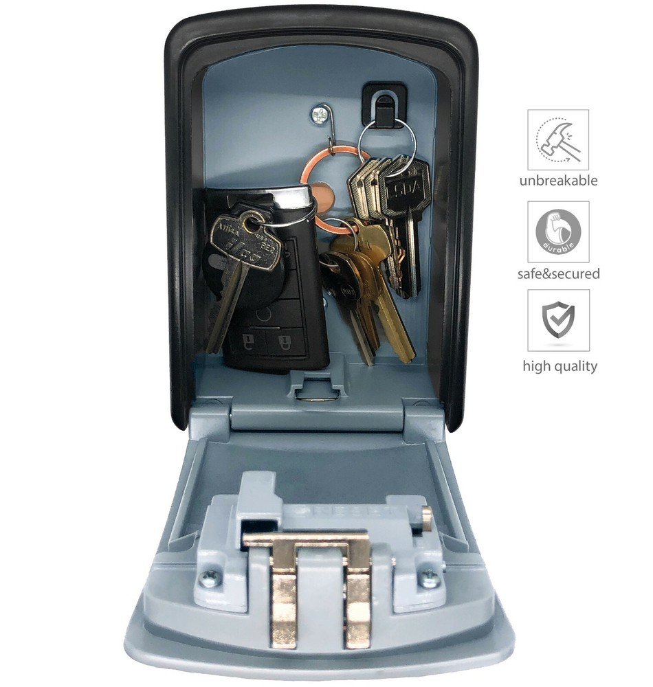 Iron Lock® - Key Lock Box Wall Mount for Keys 4 Digit Combination