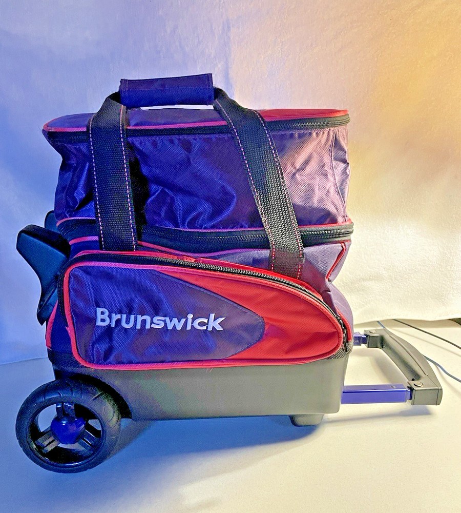Brunswick Pink Black Rolling Bowling Ball Bag Single Telescoping Handle
