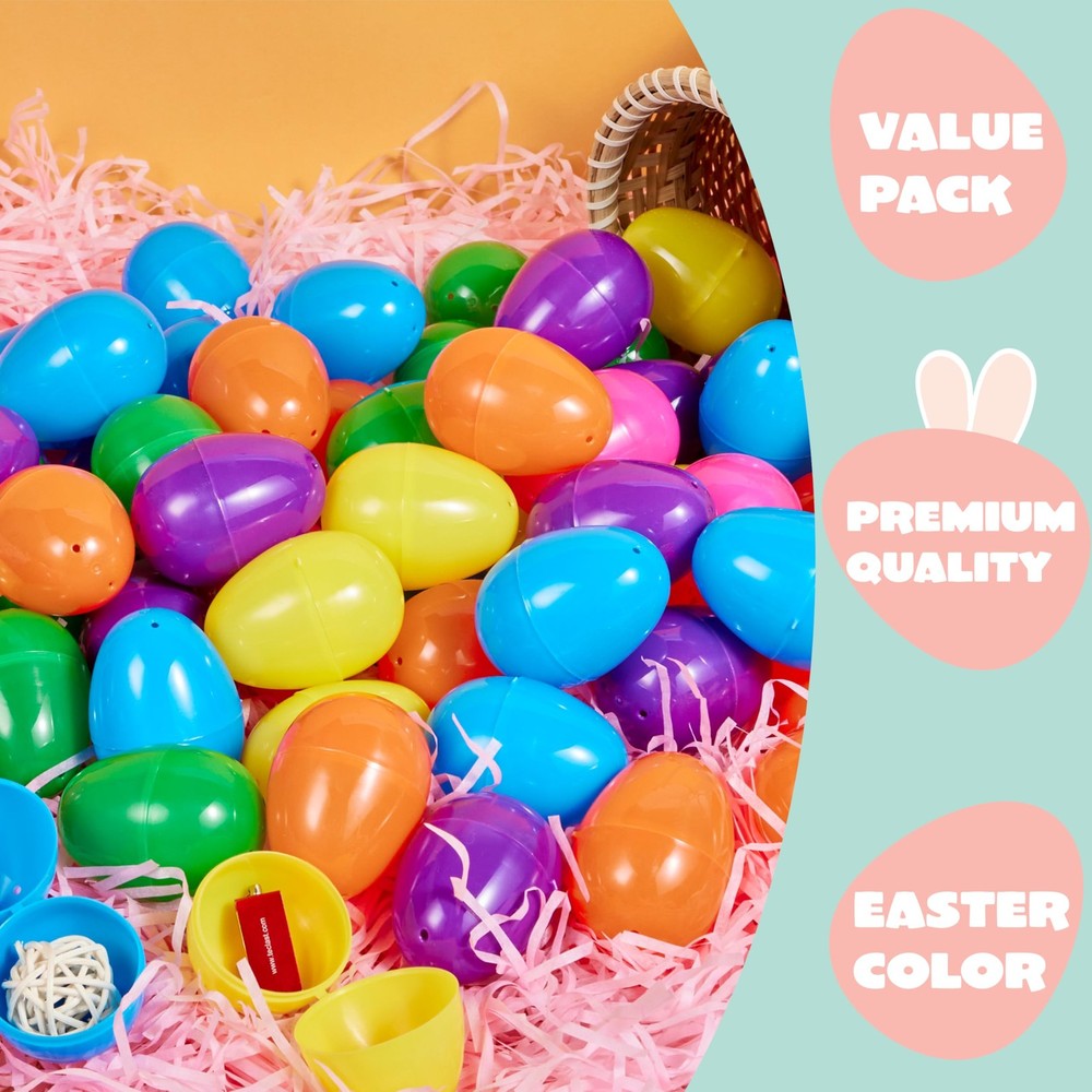 JOYIN 200 PCS 2.3" Easter Eggs, Empty Plastic Eggs 200Pack, Multicolor