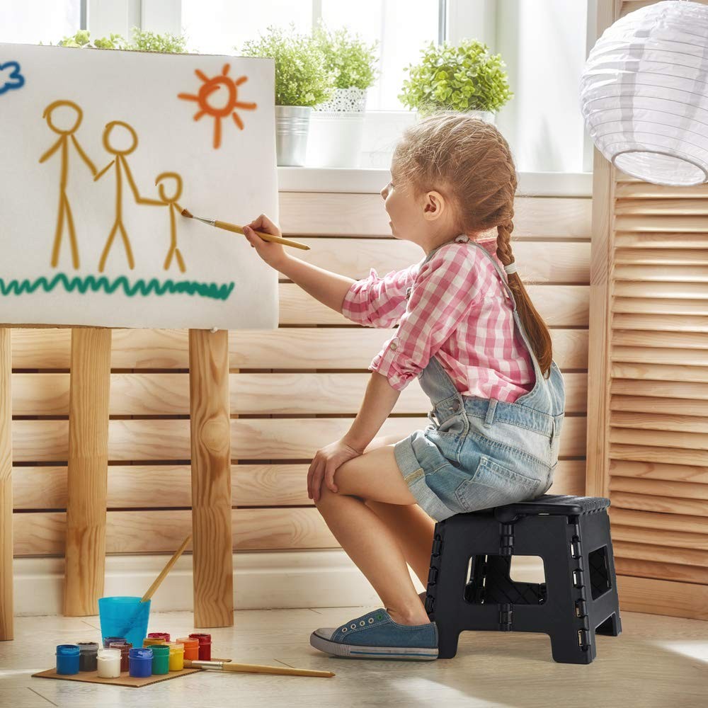 ACSTEP Folding Step Stool 9in Kids Tall Step Stool 300lb Plastic Foldable Non-Sl