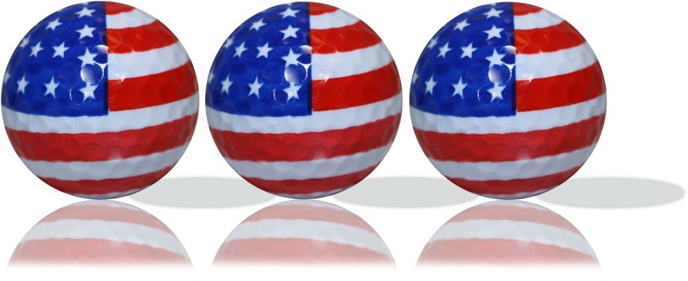 US Flag Golf Fullwrap Balls 3 Pack - Perfect Gift Idea!