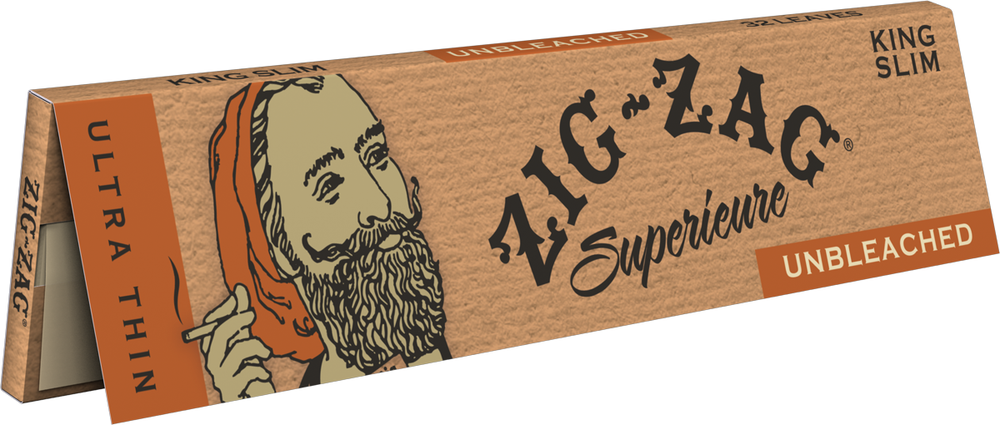 😎X4 ZIG ZAG UNBLEACHED SLIM KING SIZE CIGARETTE PAPERS✨4 BOOKLETS👀
