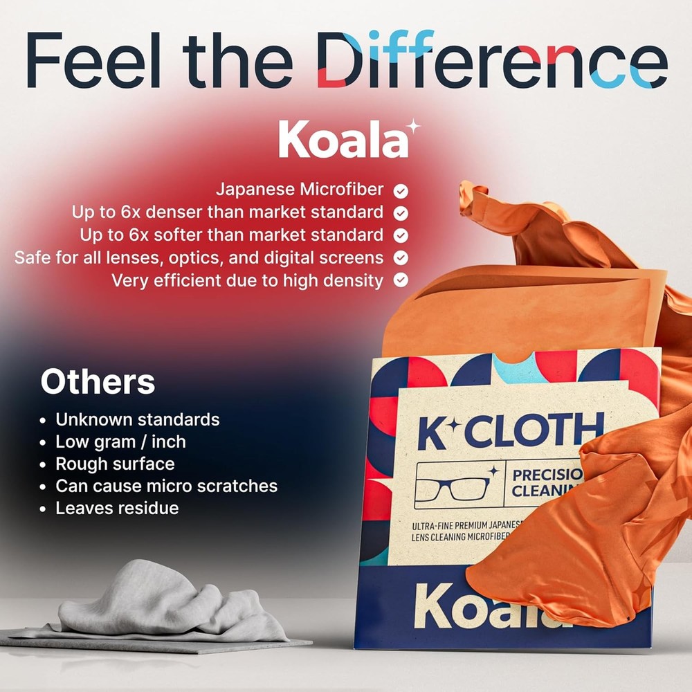 Koala Microfiber Lens Cleaning Cloth 3-Pack Pink & Orange