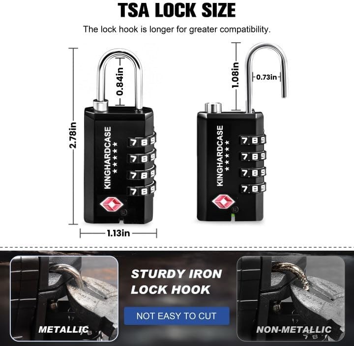 2 Pack TSA Approved Gun Locks, 4 Digit Combination Locks for Case, Black