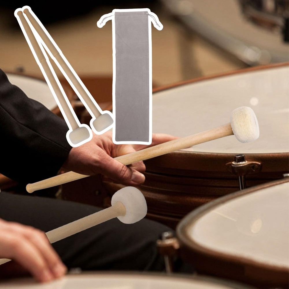 BQLZR 14 Inch Maple Handle Mallet Timpani Stick Multi-Purpose Felt Mallet Sof...