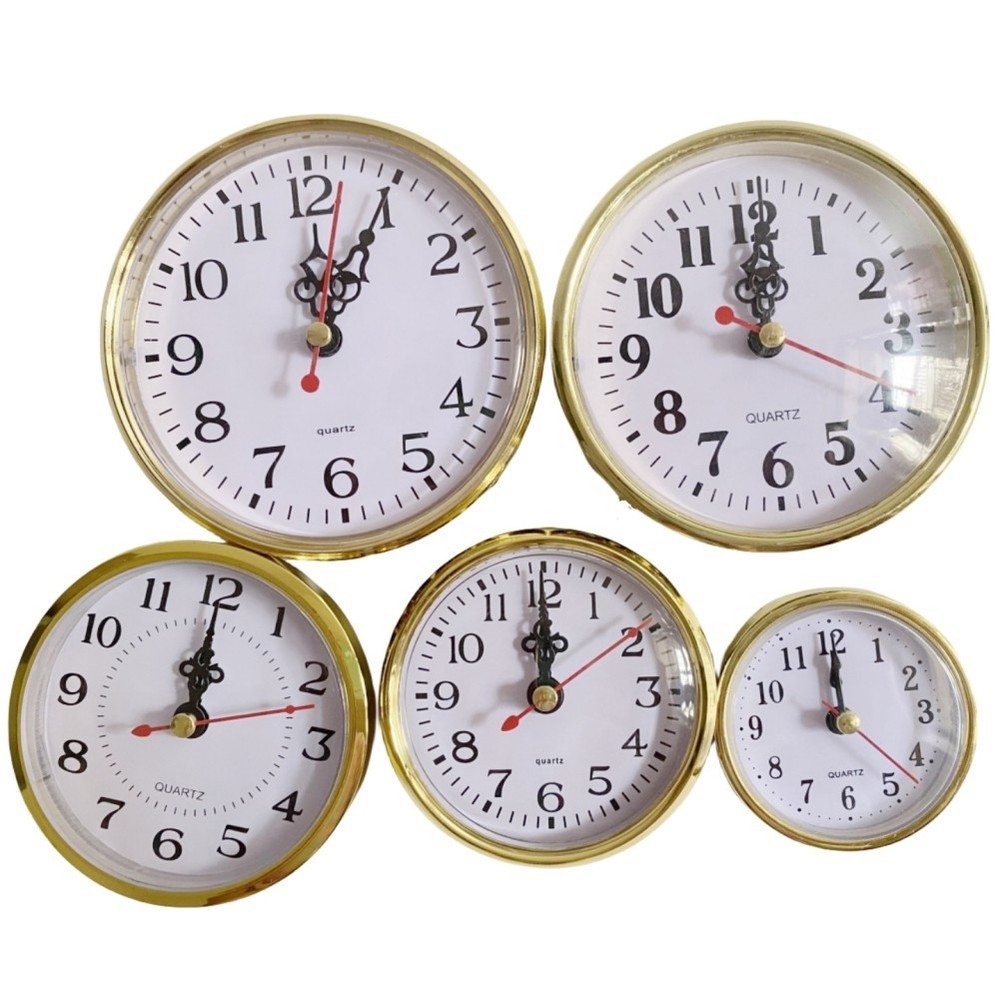 Gold Trim Quartz Clock Insert Movement DIY or Replacement Different Sizes