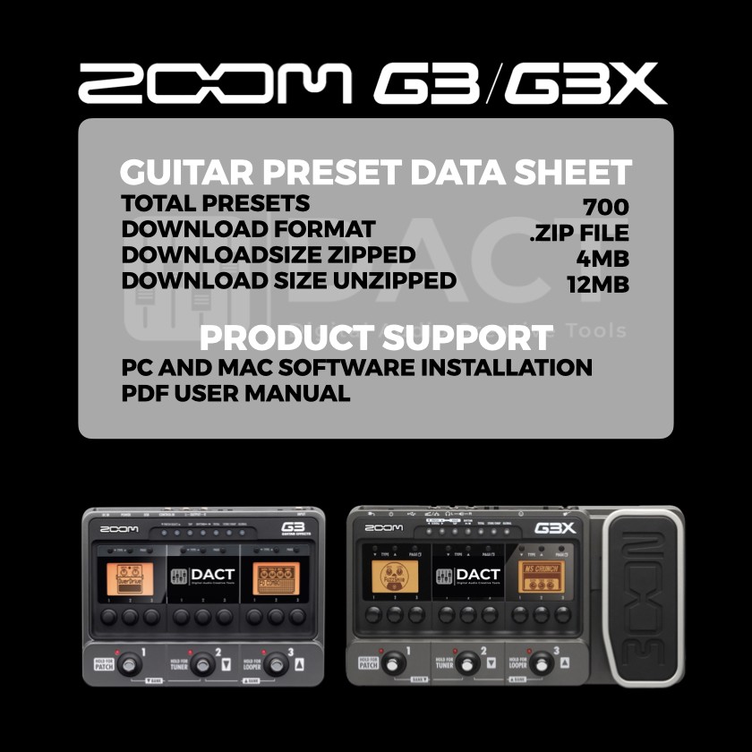 Zoom G3 / G3X Amplifier Modeling & FX Presets Library