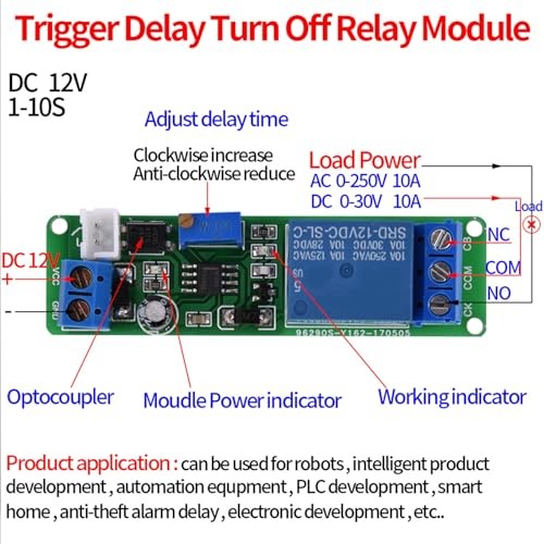 Dc 12v Timer Switch, Time Delay Relay, 1~10sec for Timer Operating Equipment