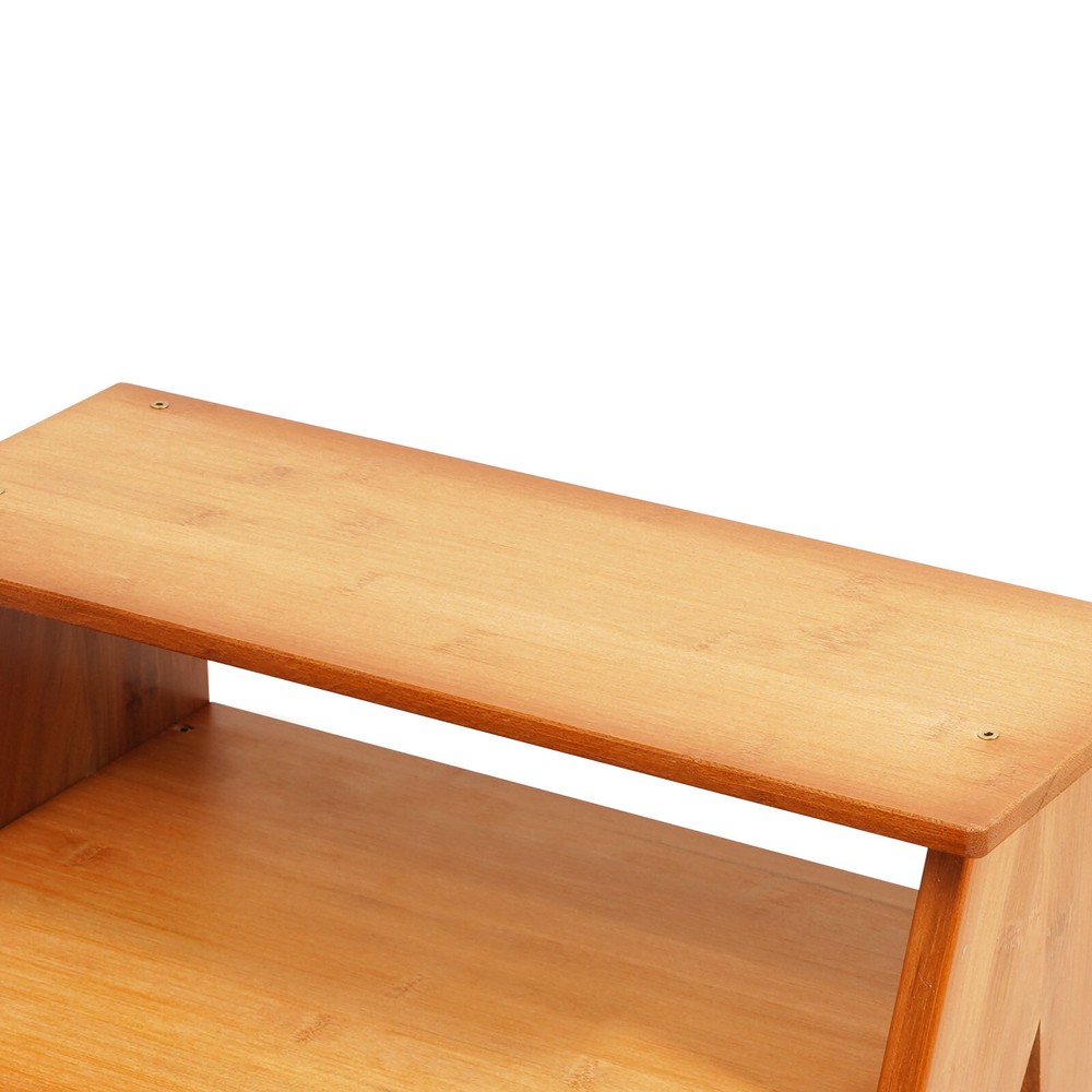 Bamboo Bedside Table, Trapezoidal Sofa Side Table, Bedside Table with Drawer