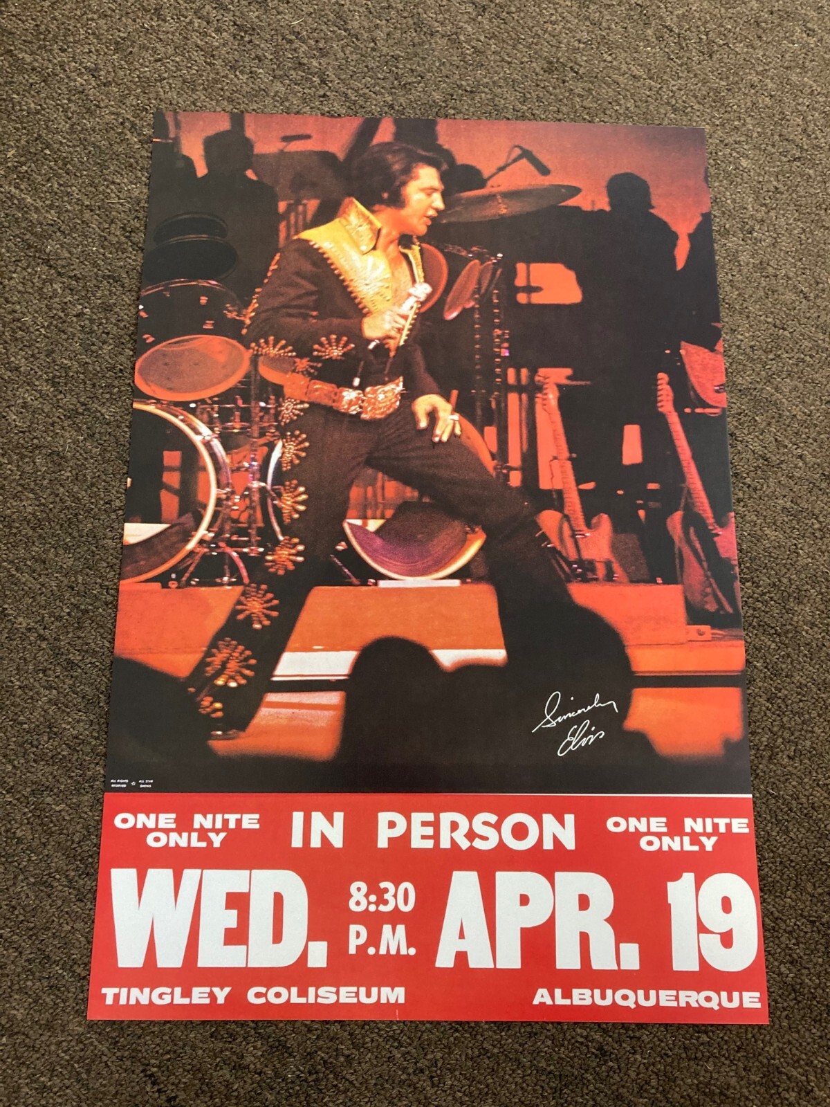 Elvis Presley 1972 Albuquerque New Mexic Handbill Cardstock Concert Poster 12x18